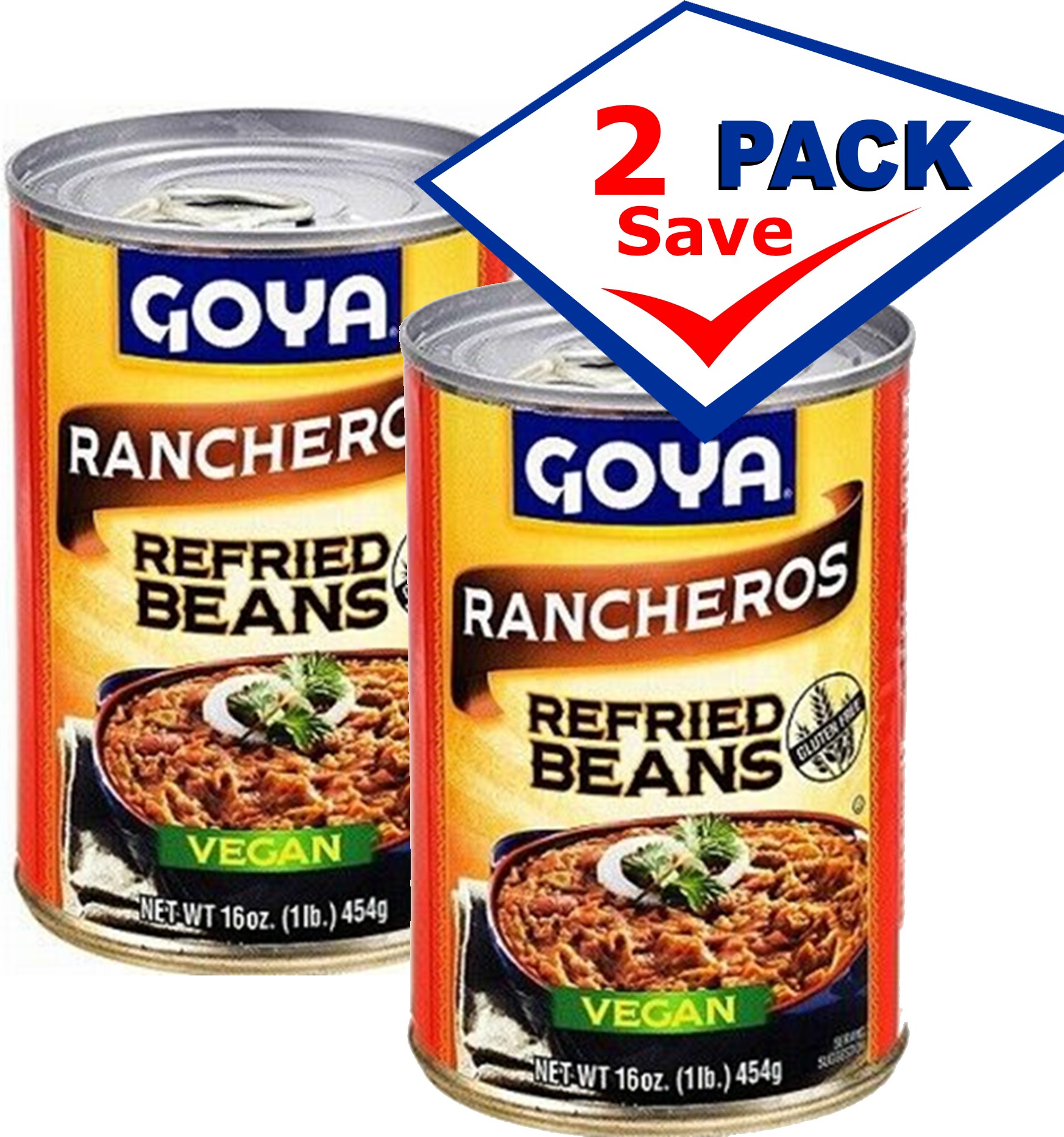 Ranchero Refried Beans by Goya 16 oz Pack of 2